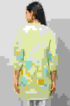 Green Rayon Printed Straight Top image number 3