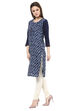 Indigo Straight Poly Chanderi Kurta image number 2