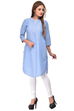 Blue Straight Cotton Kurta image number 1