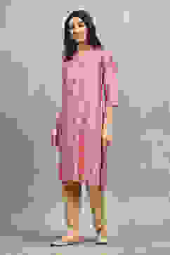 Pink Printed Straight Kurta image number 2