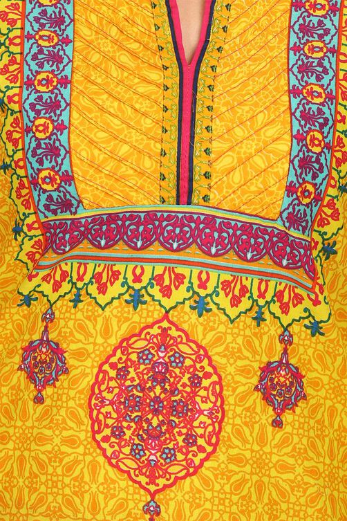 Yellow Straight Cotton Kurta image number 4