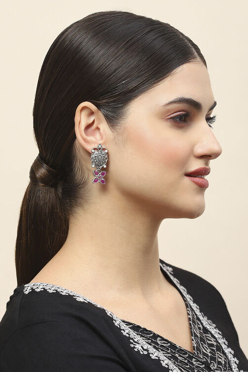 Oxid Pink Oxidised Alloy Earrings image number 3