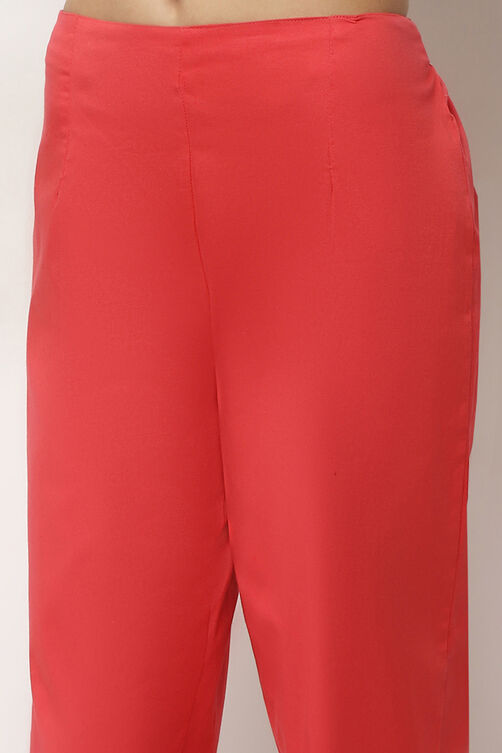 Aqua Cotton Lycra Solid Regular Pants image number 1