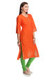 Orange Straight Cambric Cotton Kurta image number 2