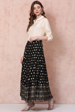 Black Art Silk Skirt Set image number 3