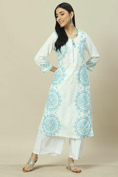 White LIVA Straight Kurta image number 0