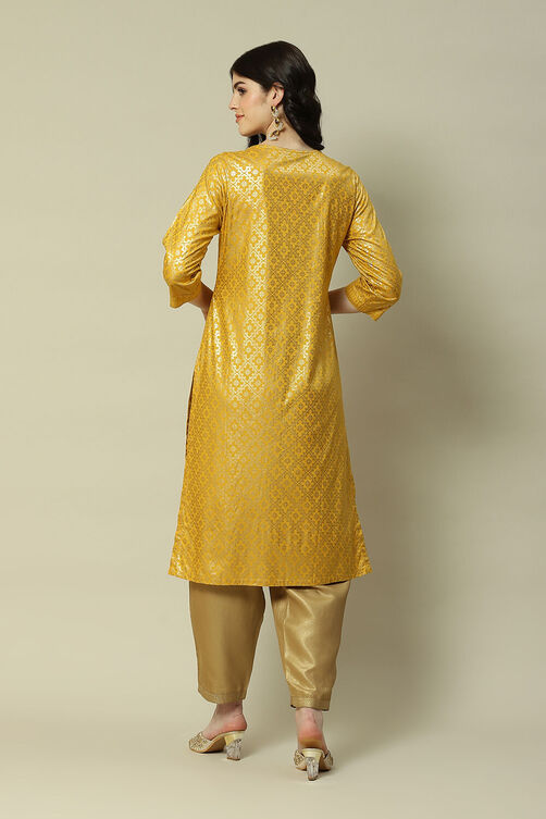 Yellow Viscose Straight Kurta image number 4