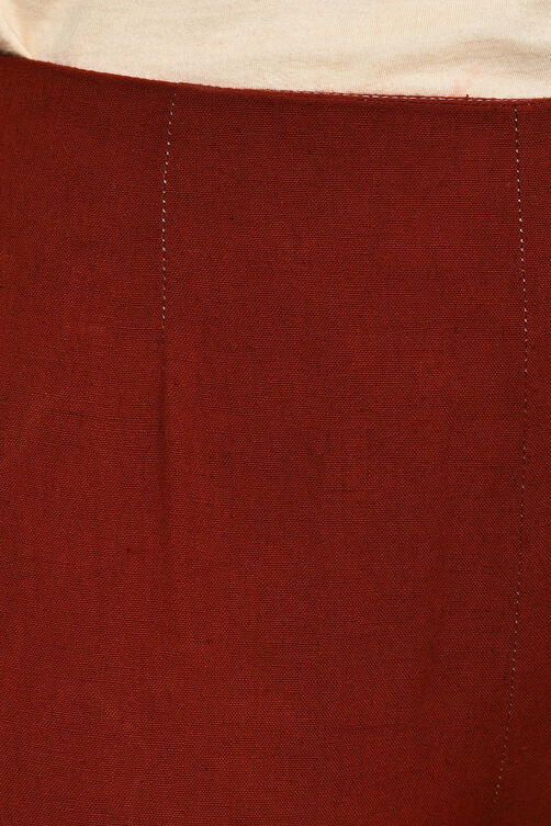 Maroon Cotton Slim Pants image number 4