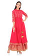Pink Flared Viscose Kurta image number 2