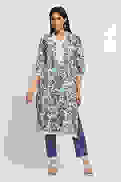 Purple Cotton Floral Straight Kurta Set image number 0