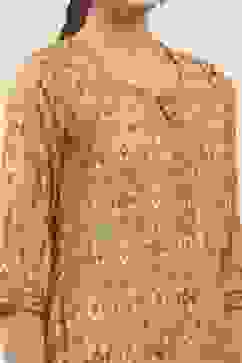 Yellow Viscose Polyester Straight Kurtas image number 1