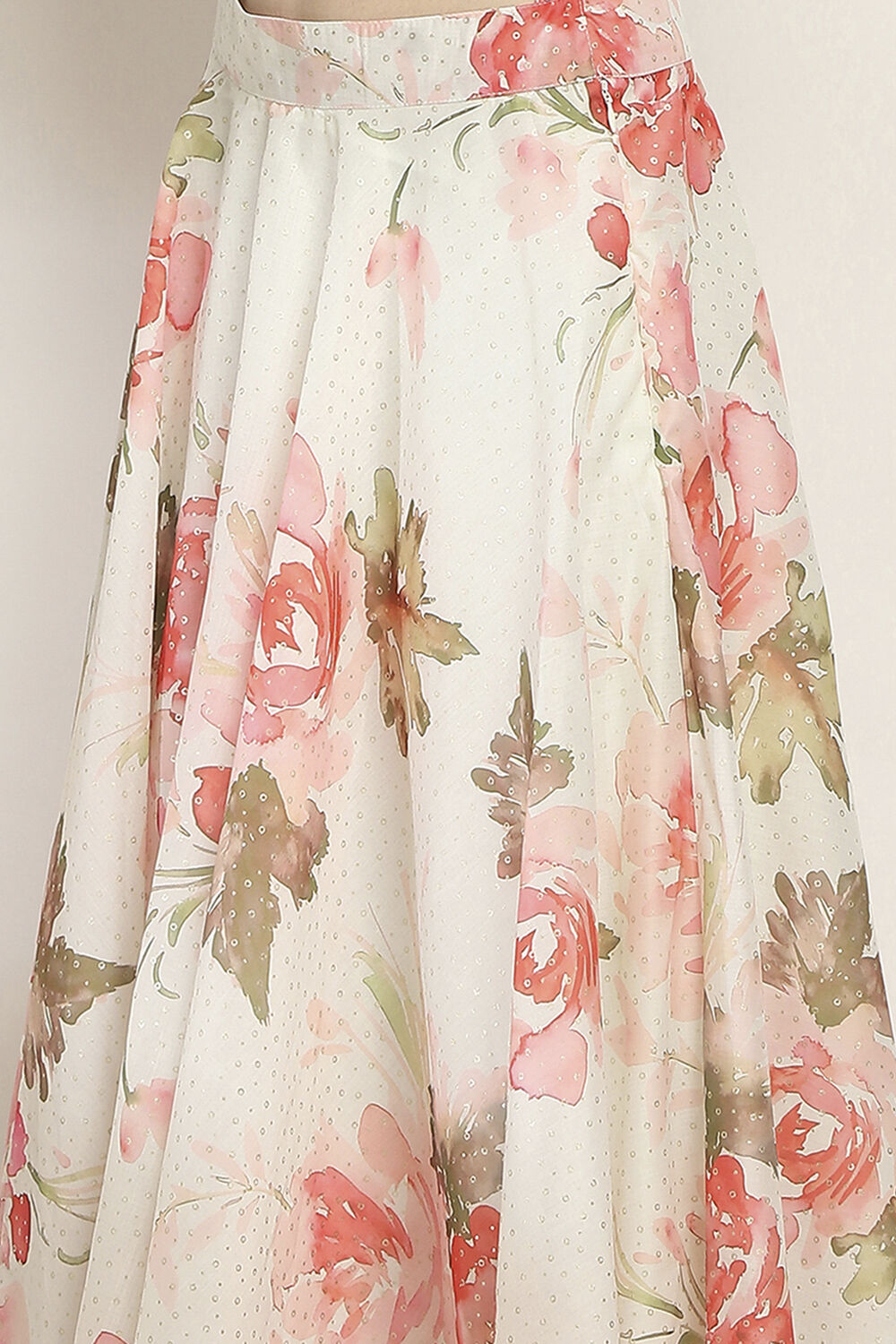 Off White Viscose Blend Skirt Set image number 2