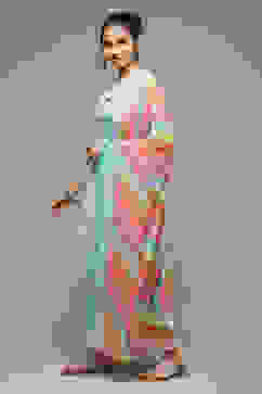 White Poly Chiffon Straight Kurta & Pants Suit Set image number 5