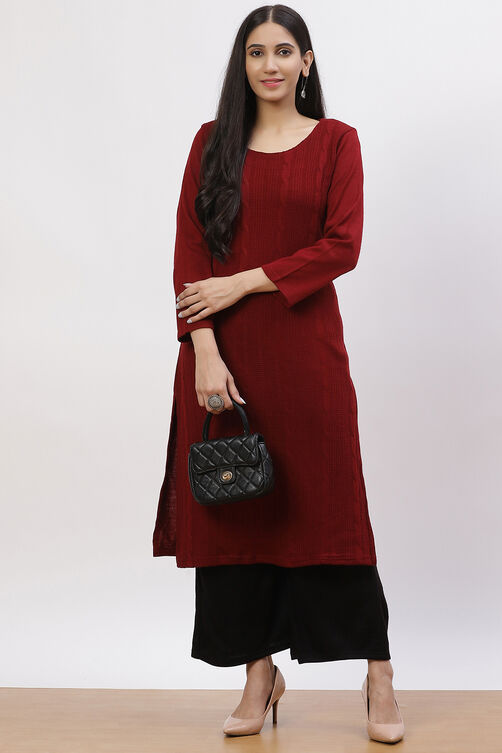 Black Acrylic Winter Palazzo Pants image number 5