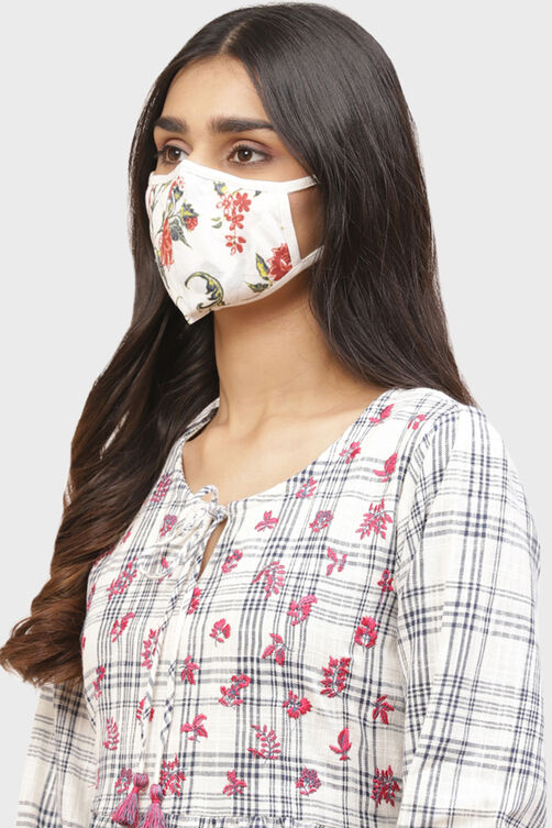 Off White Cotton Mask image number 1
