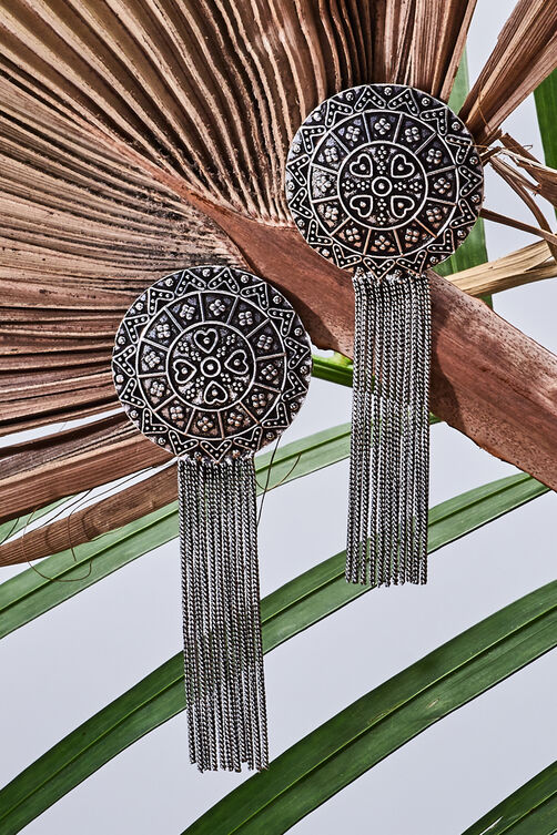 Silver Metal Brass Earrings image number 4