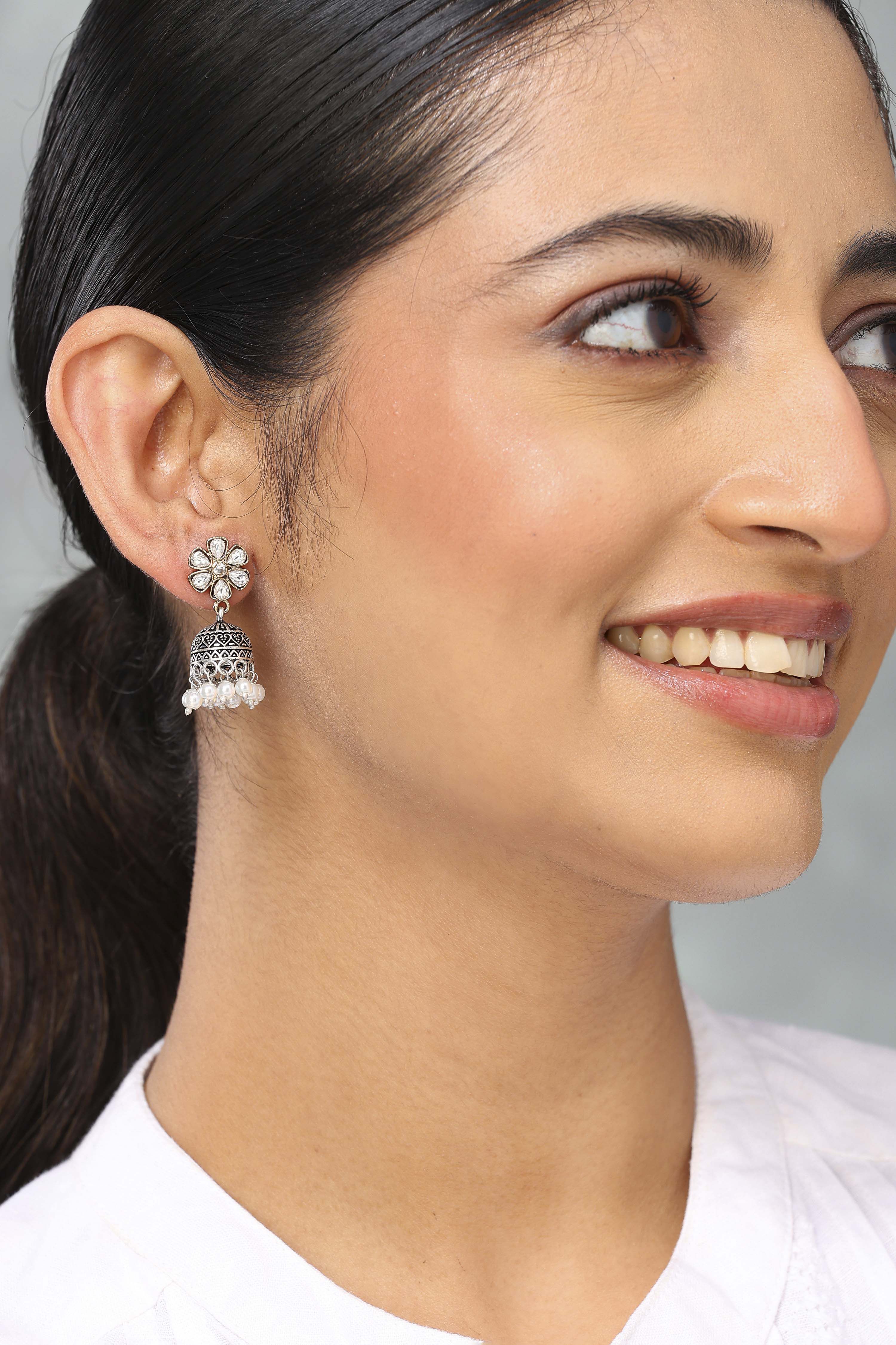 Off White Brass Jhumka image number 1