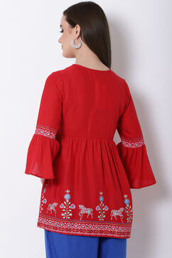 Red Viscose Indie Top image number 5