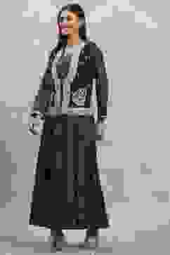 Blue Polyester Blend Printed Kalidar Dress image number 2