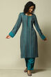 Teal Acrylic Straight Yarndyed Kurta Palazzo Suit Set image number 0