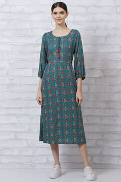 Teal LIVA Straight Dress image number 0