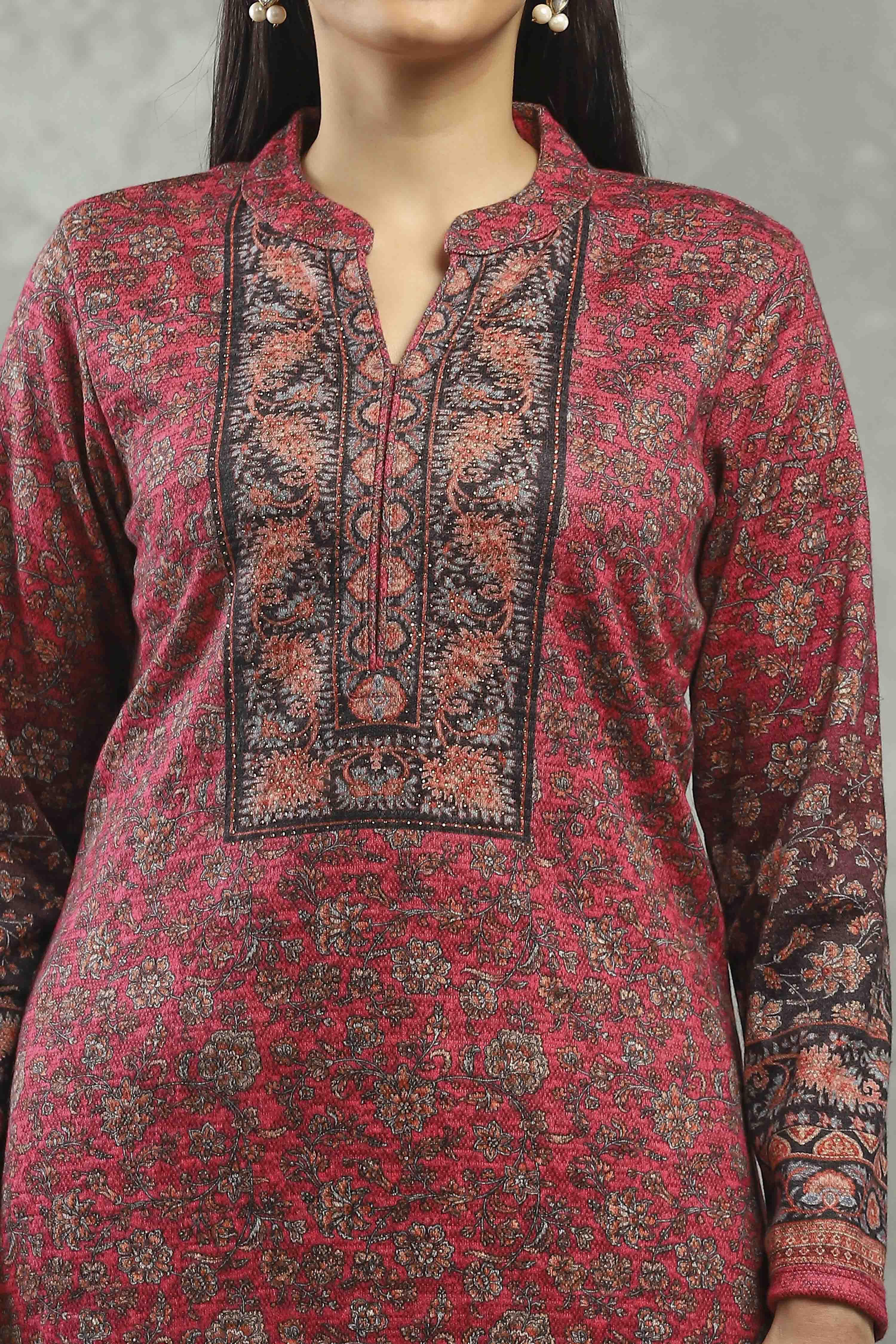 Pink Polyester Printed Straight Suit Set image number 1