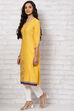 Mustard Art Silk Straight Kurta image number 2