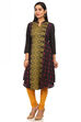 Black A-Line Poly Cotton Kurta image number 3