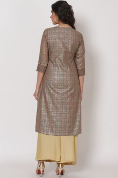 Peanut Brown Polyster Kurta image number 5