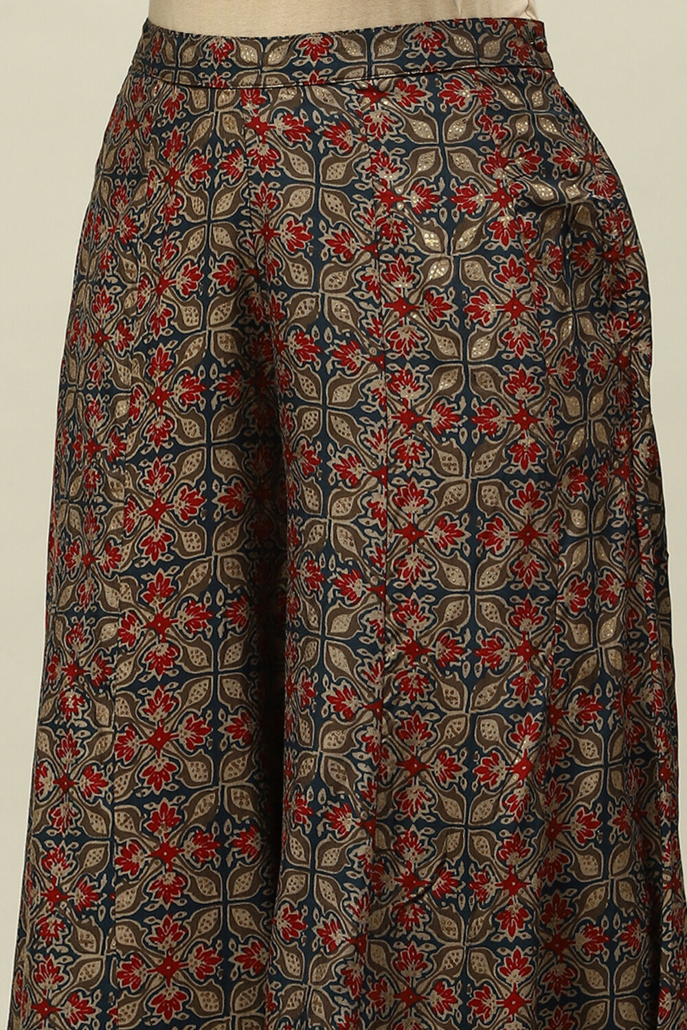 Blue Viscose Blend A-Line Printed Kurta Palazzo Suit Set image number 2