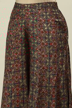 Blue Viscose Blend A-Line Printed Kurta Palazzo Suit Set image number 2