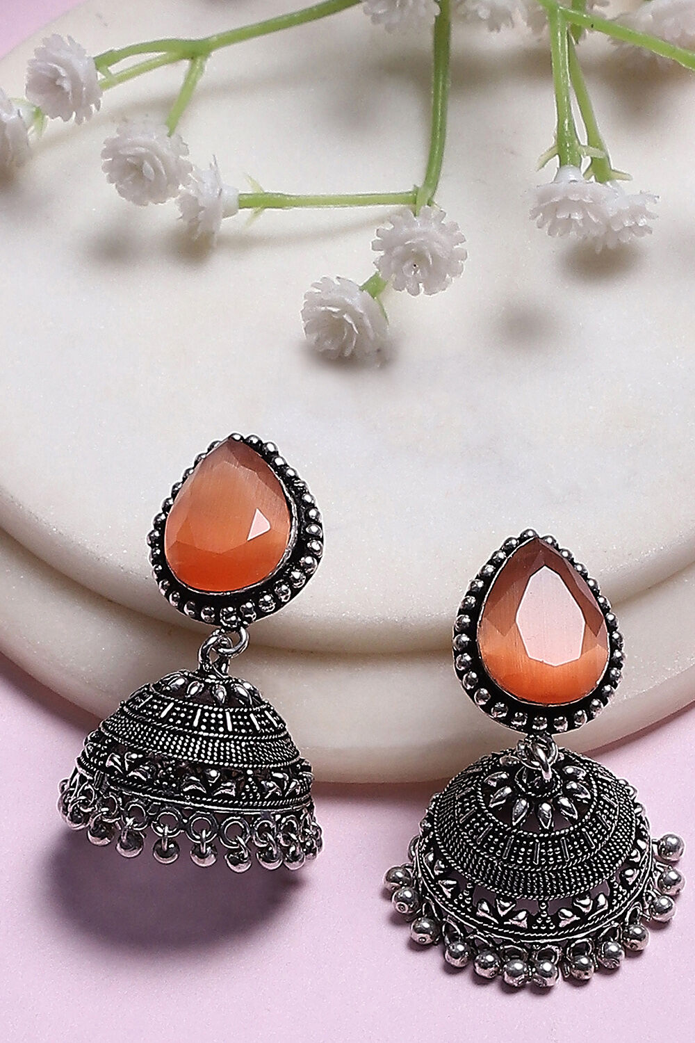 Peach Alloy Drop & danglers image number 0