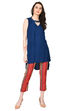 Indigo Poly Cotton Multicolored Slim Pants image number 1