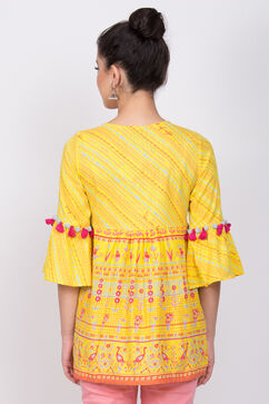Yellow Cotton Flared Indie Top image number 5
