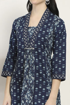 Indigo Cotton A-Line Kurta image number 1