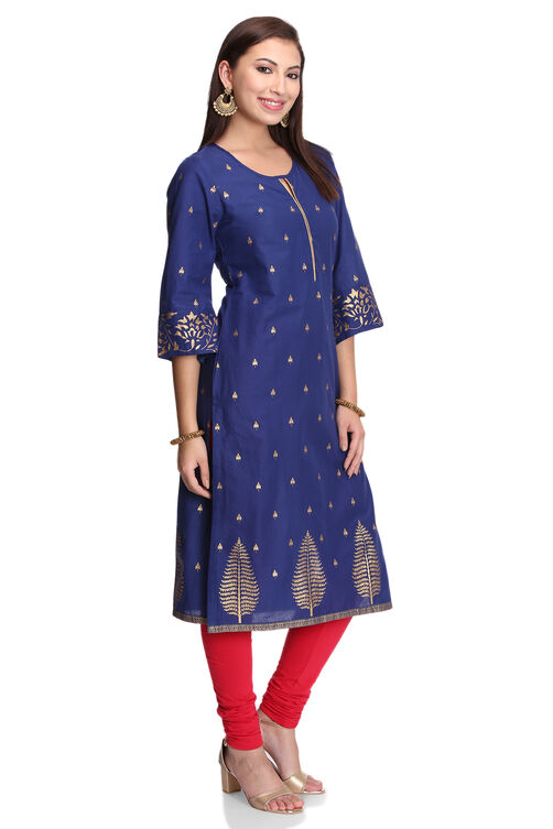 Orange Straight Cambric Cotton Kurta image number 2
