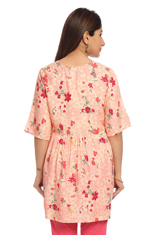 Peach Flared Viscose Indie Top image number 5