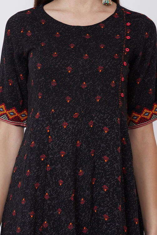 Black Viscose Rayon Kalidar Dress image number 1