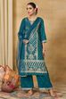 Teal Viscose Blend Straight Printed Suit Set image number 7