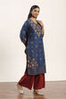 Blue Viscose Rayon Straight Kurta Pants Set image number 5