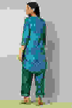 Green Printed Straight Kurta Set image number 4