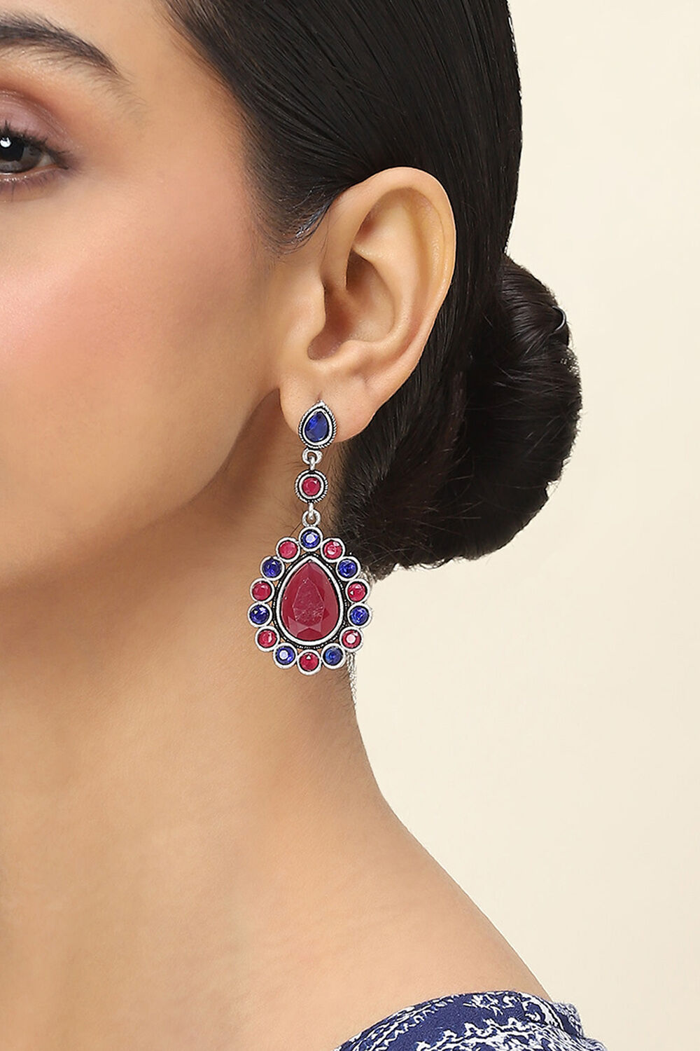 Pink-Blue Alloy Drop & Danglers image number 1