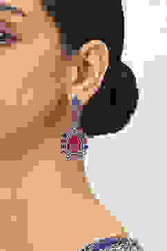 Pink-Blue Alloy Drop & Danglers image number 1