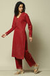 Maroon Cotton Blend Straight Printed Kurta Palazzo Suit Set image number 3