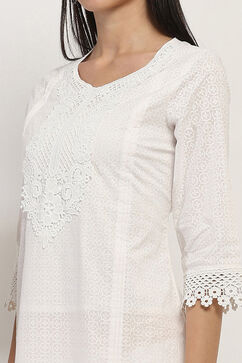 White Cotton Straight Kurta image number 1