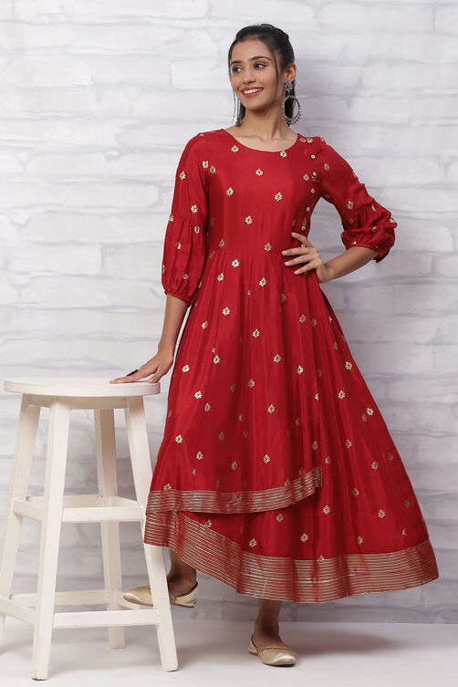 Red Viscose Kalidar Dress image number 0