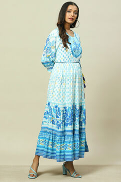Blue LIVA Tiered Dress image number 3