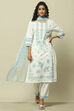 White Cambric Floral Printed Straight Kurta Set image number 7