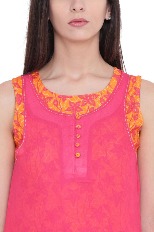 Pink Viscose A-Line Kurta image number 1