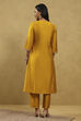 Mustard Polyester Solid Straight Suit Set image number 6